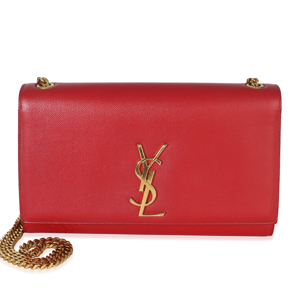 Saint Laurent Red Grain De Poudre Medium Kate Chain Bag